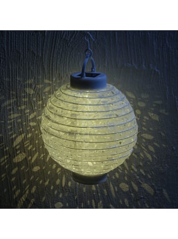 MARELIDA LED Solar Lampion mit Muster in weiß - H: 23cm