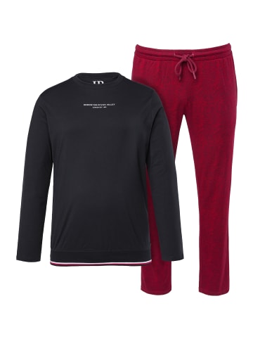 JP1880 Langer Schlafanzug in dunkelrot