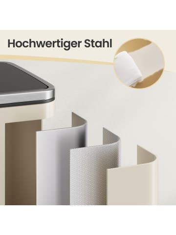 SONGMICS Mülleimer Pary in cremefarben - (B)37.2 x (H)64.7 x (T)41.6 cm - 50 L
