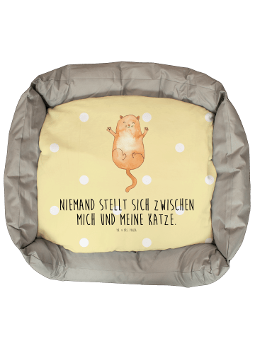 Mr. & Mrs. Panda Katzenkörbchen Katze Umarmen mit Spruch in Gelb Pastell