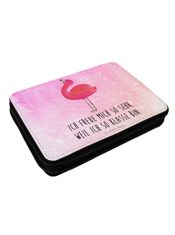 Mr. & Mrs. Panda Bleistiftetui Flamingo Stolz mit Spruch in Aquarell Pink