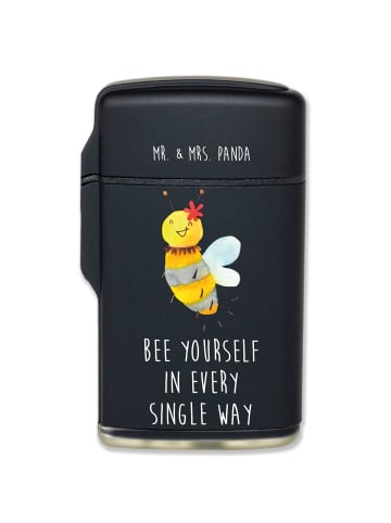 Mr. & Mrs. Panda Sturmfeuerzeug Biene Blume mit Spruch in Schwarz