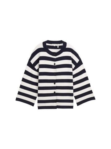 Tom Tailor Pullover in navy offwhite block stripe
