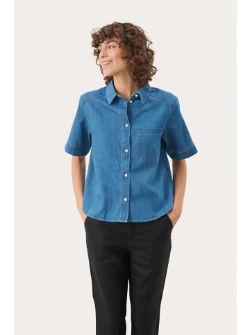 PART TWO Langarm - Hemd NiclaPW Lockere Passform in Medium Blue Denim