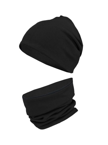 TupTam Unisex Kinder Beanie Mütze Schlauchschal Set in schwarz