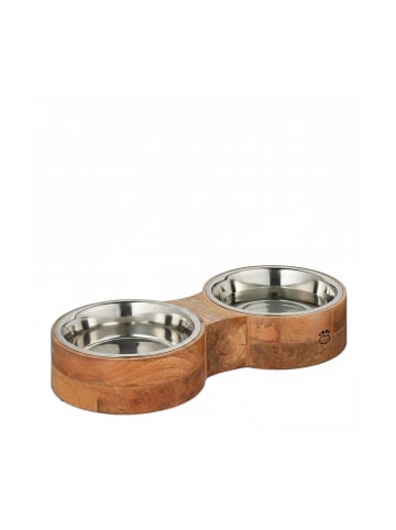 relaxdays Hundenapfbar in Natur/ Silber -  (B)48 x (H)8 x (T)22 cm