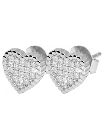 Adeliás Damen Ohrstecker Herz aus 925 Silber mit Zirkonia in silber