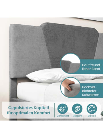 COSTWAY Doppelbettgestell 200 x 140 cm in Grau