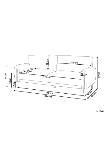Beliani 3-Sitzer Sofa SKARO in Beige/Schwarz - (W) 214 x (H) 87 x (L) 89 cm
