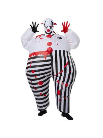 tectake Aufblasbares Kostüm mit Handschuhen und Maske, schwarz/weiß
