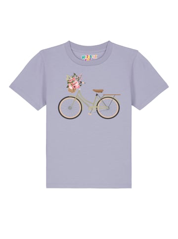 wat? Apparel T-Shirt Fahrrad mit Blumen in Lavender