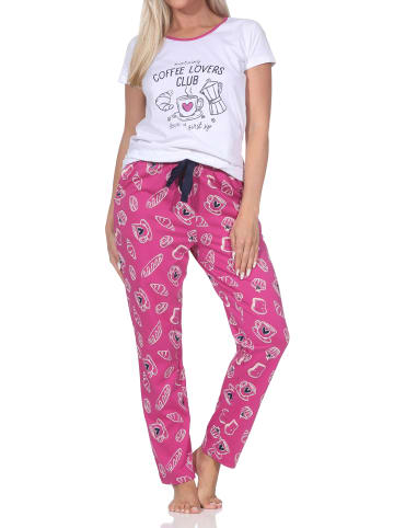 NORMANN Kurzarm Schlafanzug Pyjama Übergröße in beere