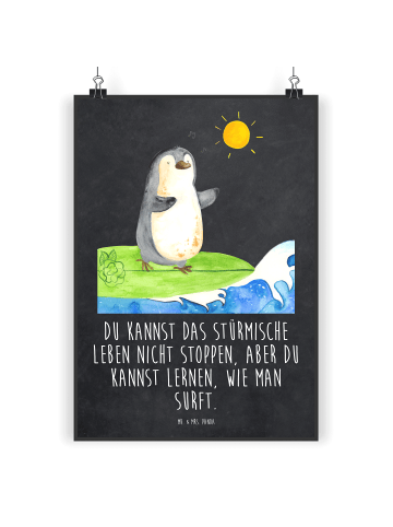 Mr. & Mrs. Panda wanddeko Pinguin Surfer mit Spruch in Kreidetafel