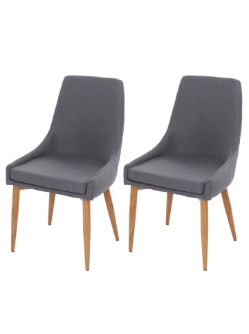 MCW 2er-Set Retro-Esszimmerstuhl B44, Stoff/Textil dunkelgrau