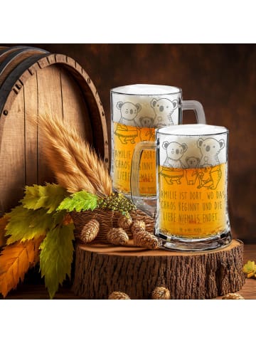 Mr. & Mrs. Panda Gravur Bierkrug Koala Familie mit Spruch in Transparent