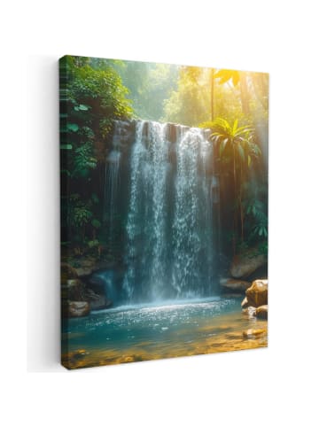 MuchoWow Leinwand bilder Wasserfall Sonnenstrahlen (BxH)