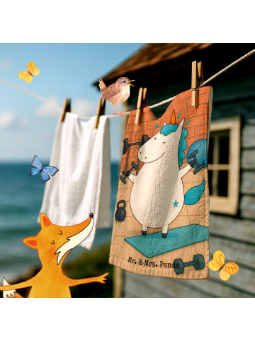 Mr. & Mrs. Panda Gästehandtücher Einhorn Fitness Design ohne Spruch in Weiß