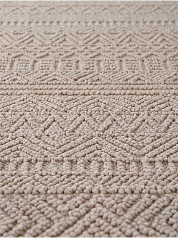KADIMA DESIGN Flachgewebe-Teppich Ethno Streifen Boho Pflegeleicht in Beige