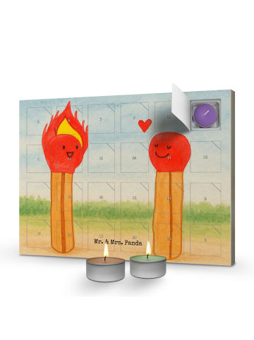 Mr. & Mrs. Panda Adventskalender Streichhölzer Design ohne Spruch in Weiß