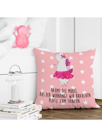 Mr. & Mrs. Panda 40x40 Kissen Einhorn Ballerina mit Spruch in Rot Pastell