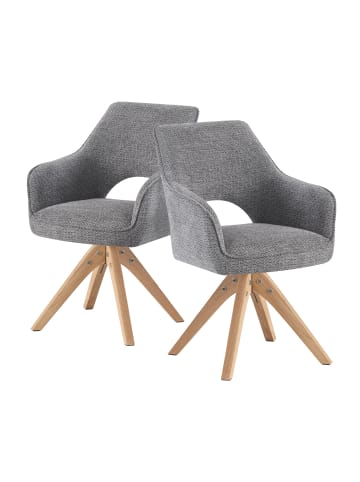 DUBI Möbel 2er-Set: Drehstuhl THOMAS-LISA in Grau- (B)57 x (H)86 x (T)63 cm