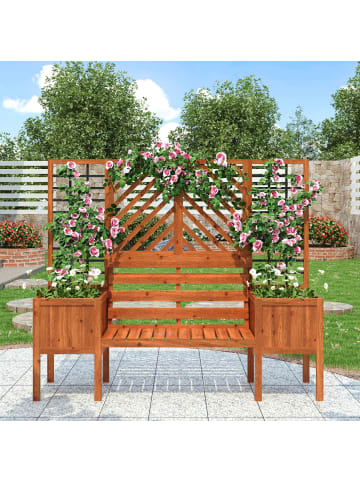 ABRIHOME Pflanzkübel in Braun Tanne mit Spalier Sitz und Rankhilfe