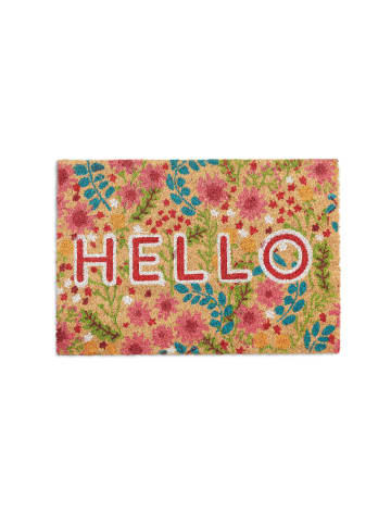 relaxdays Fußmatte "Hello Blumen" in Bunt - (L)60 x (B)40 cm