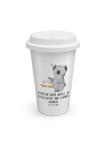 Mr. & Mrs. Panda Kaffeebecher To Go Waage Astrologie mit Spruch in Weiß