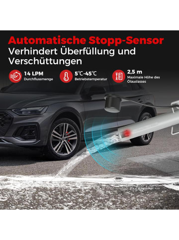 COSTWAY Kraftstoff Umfüllpumpe mit Auto-Stopp-Sensor in Weiß
