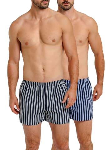 Haasis Bodywear 2er-Set: Boxershorts in navy-Streifen