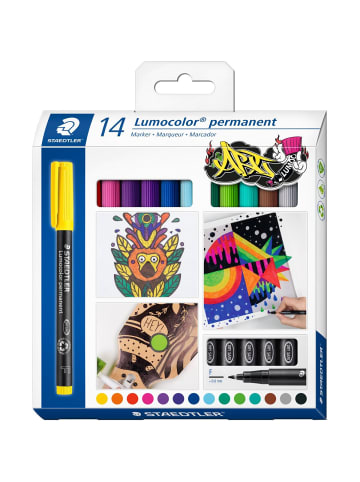 Staedtler Folienschreiber Lumocolor F permanent farbig sortiert Packung mit 14 ...