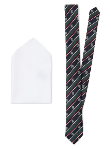 Finshley & Harding London Fliege und Einstecktuch in tanne marine - 0001