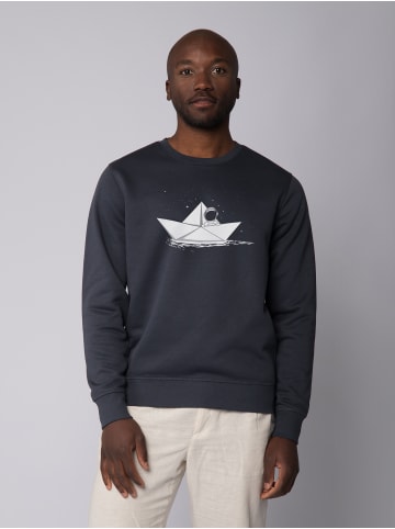 wat? Apparel Sweatshirt Astronaut in paper boat in India Ink Grey