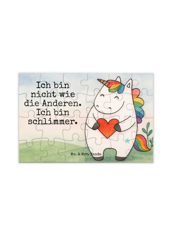 Mr. & Mrs. Panda Puzzle Einhorn Herz Design mit Spruch in Weiß