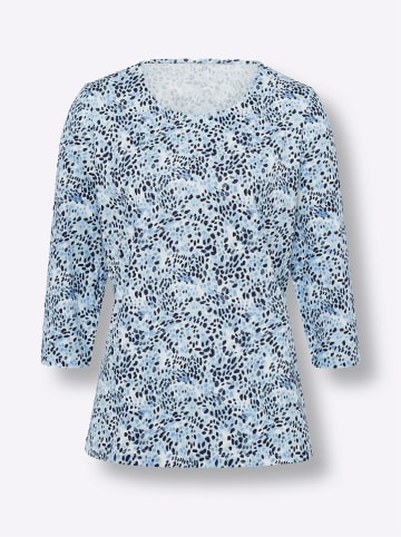 Sieh an! 3/4-Arm-Shirt in ecru-himmelblau-bedruckt