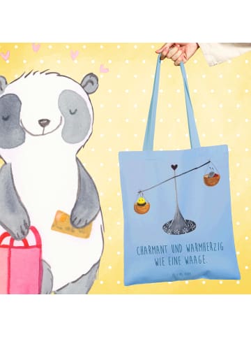 Mr. & Mrs. Panda Tragetasche Sternzeichen Waage mit Spruch in Sky Blue