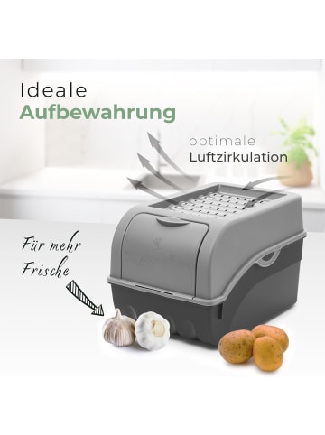 Novaliv Kartoffel Aufbewahrungsbox | 2X mitel 5L | GRAU | Zwiebelbox | Gemüseb in Grau