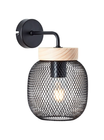 Brilliant H 26,5 cm, E27, Metall/Holz, schwarz/braun