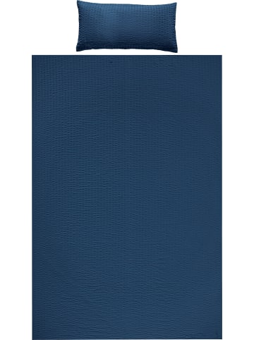 REDBEST Microfaser-Seersucker, Microfaser Bettwäsche Detroit in dunkelblau