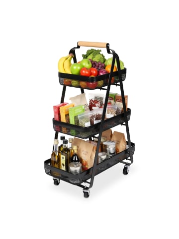 relaxdays Rollwagen in Schwarz - (B)57 x (H)84,5 x (T)31 cm