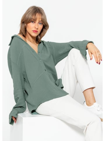 SASSYCLASSY Musselin Bluse in Grün