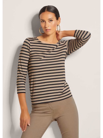 MADELEINE Ringelshirt mit U-Boot-Ausschnitt, Halbarm in caramel / schwarz