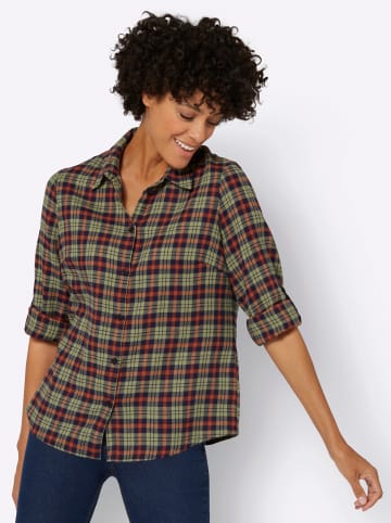WITT WEIDEN Flanellbluse in oliv-rostrot-kariert