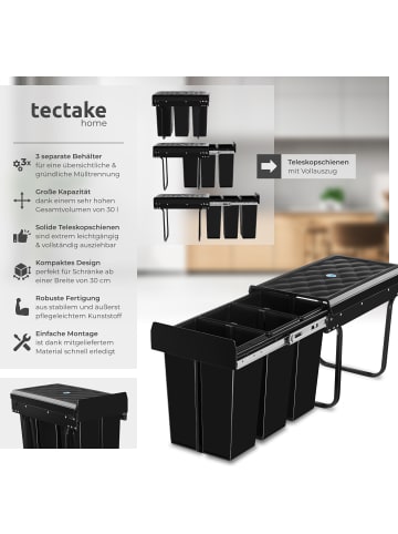 tectake Abfallsammler Ashlyn 26 x 48 x 42 cm, schwarz