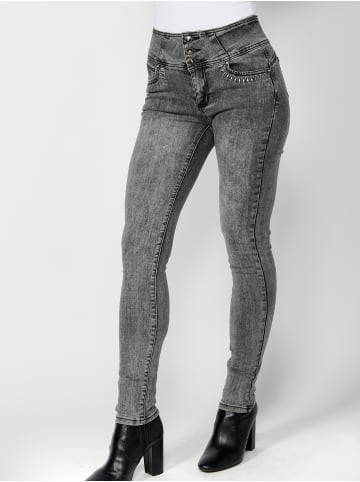 KOROSHI LANGE JEANS SCHMALE HOSE in grau