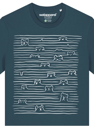 wat? Apparel T-Shirt Doodle Dogs in Petrol