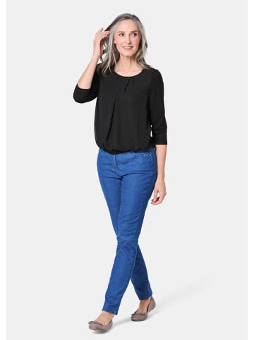 GOLDNER Kurzgröße:  Chiffon-Shirt mit 3/4-Arm, Rundhals in schwarz
