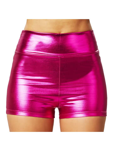 tectake Hotpants in glänzendem Metallic-Look, pink