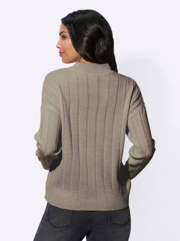 Sieh an! Stehkragenpullover in taupe