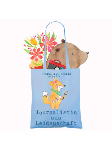 Mr. & Mrs. Panda Tote Bag Journalistin Leidenschaft mit Spruch in Sky Blue
